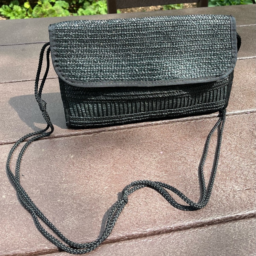 Vintage woven black crossbody or clutch